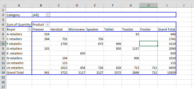 refresh pivot table data